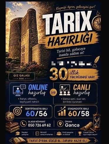 Repetitor, Tarix, Azərbaycan dili, İmtahanlara hazırlıq, Abituriyent hazırlığı lalafo.az -da Repetitor, Tarix, Azərbaycan dili, İmtahanlara hazırlıq, Abituriyent hazırlığı