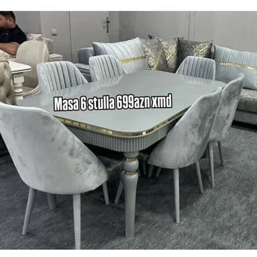 столы стулья: Для гостиной, Прямоугольный стол, 6 стульев — 1