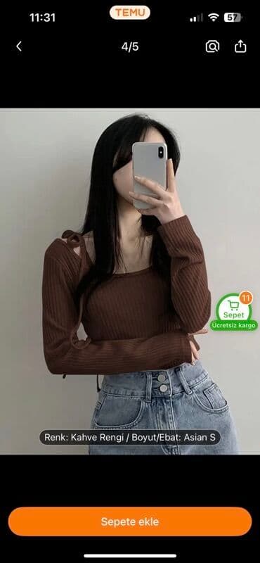 köynekler: Qadın trikotaj bluz – kahvə rəngi Temudan alınıb (öz qiyməti 20 azn) — 2