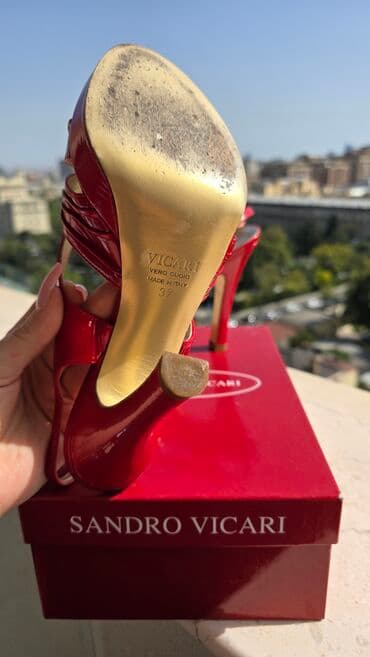 женские босоножки на танкетке: Sandro Vicari qadın ayaqqabısı - Rəng: Rosso (parlaq qırmızı) - Ölçü — 5