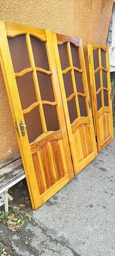 qapi: Taxta şüşəli otaq qapıları - Material: təbii ağac (şam teksturası — 2