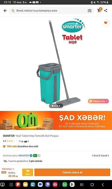 Şvabra, mop: SMARTER Tablet mop trendyoldan alinib yenidi — 1