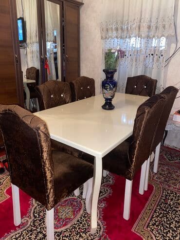 пластиковые столы и стулья бишкек: Stol 6 eded stul tecili satilir !!!! qiymet 300 manat Unvan  — 1