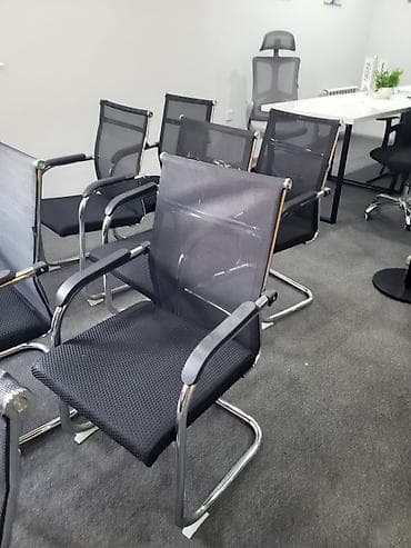 dərs stulu: Ofis ziyarətçi/kafe oturacağı – mesh arxa, parça oturacaq, xrom metal — 4