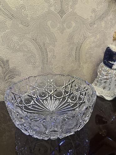 avara sekilleri: Kəsmə naxışlı kristal qab və vaza seti - Material: qalın, parlaq — 2