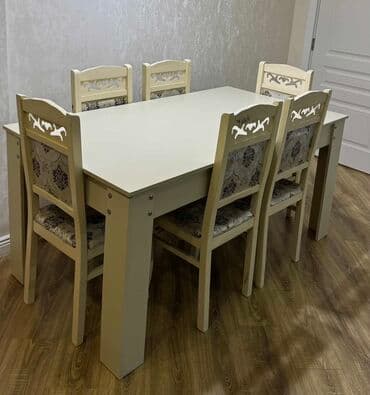 Masalar: Mətbəx üçün, Açılmayan, Dördbucaq masa, 6 stul — 1