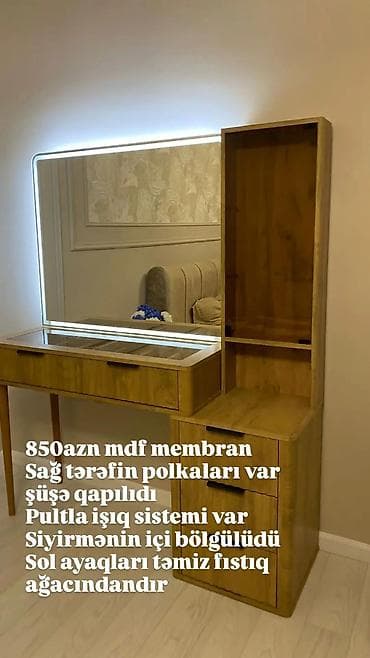 masaüstü işıq: Güzgü Masaüstü, Düzbucaqlı, Makiyaj üçün, Arxa işıqlı — 3