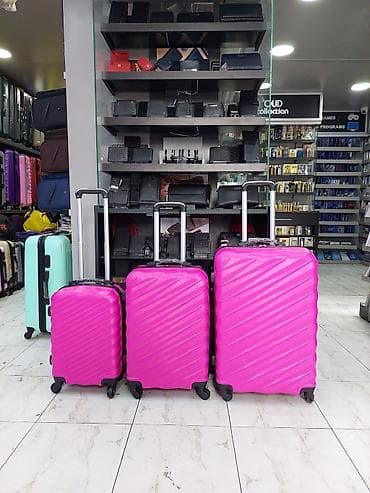 Çamadanlar: 3-lü çamadan dəsti – parlaq çəhrayı - Ölçülər: böyük, orta və əl yükü — 1