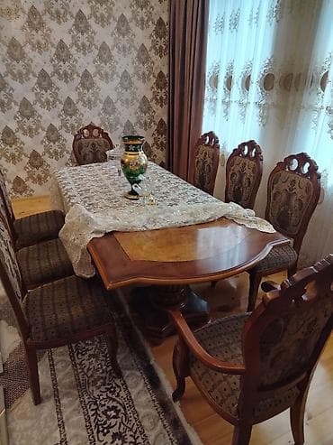 qabag stol: Qonaq otağı üçün, Açılmayan, Oval masa, 8 stul — 3