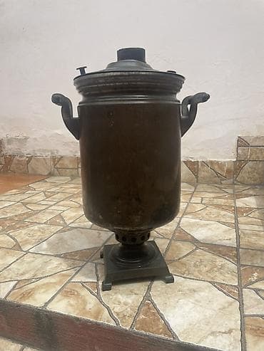 dəm caydan: Klassik kömür/odun samovarı - Material: qalın metaldən (mis/bronz — 5