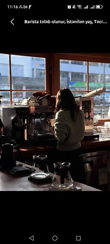 baki is elani: Barista tələb olunur, Aylıq ödəniş, 18-29 yaş, Təcrübəsiz — 1