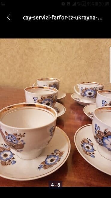 Mətbəx aksesuarları: Çay dəsti, rəng - Ağ, Farfor — 4