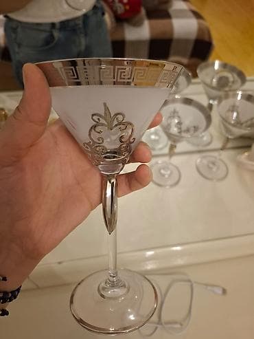 cayniy serviz: Qədəhlər, rəng - Gümüşü, Şüşə — 1