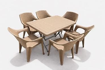 bağ stollari: Прямоугольный стол, 6 стульев, Складной, Со стульями, Плетеный — 2