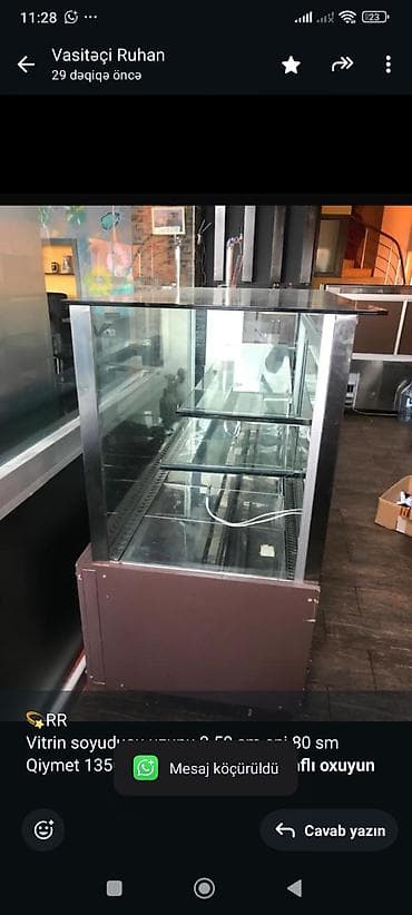 💫RR Vitrin soyuducu uzunu 2.50 sm eni 80 sm Qiymet 1350 azn 2 eded