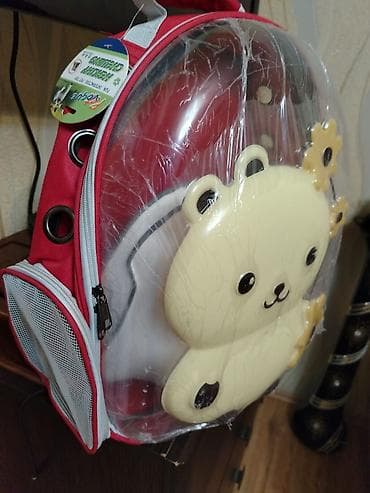 cantalar mekteb: Uşaq üçün bel çantası - Rəng: qırmızı/ağ detallı - Ön hissə: şəffaf — 1