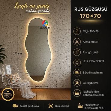 Güzgü Divar üçün, Dekorativ, Arxa işıqlı — 2