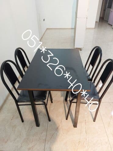 Masa və oturacaq dəstləri: Qonaq otağı üçün, Yeni, Açılmayan, Dördbucaq masa, 4 stul — 27