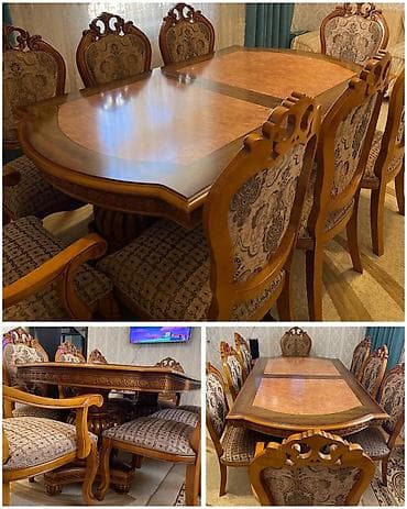 Qonaq otağı üçün, İşlənmiş, Açılmayan, Oval masa, 8 stul