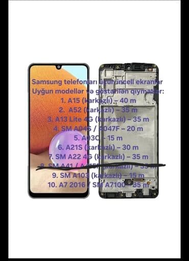 qulaqciq qiymeti: Samsung telefonları üçün incell ekranlar (karkazlı/karkazsız modellər — 1
