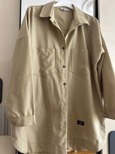 женские имиджевые очки: Bej rəngli oversize qadın köynəyi - Rəng: bej - Kəsim: oversize, uzun — 1