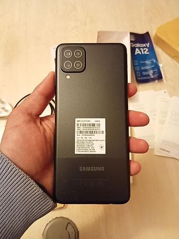 telfon sumqayit: Samsung Galaxy A12, 64 GB, rəng - Qara, Barmaq izi — 1