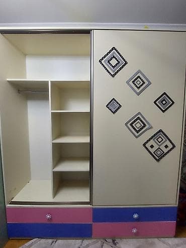 Б/у, 2 двери, С зеркалом, Цветной, Дерево, Купе, Прямой шкаф — 4