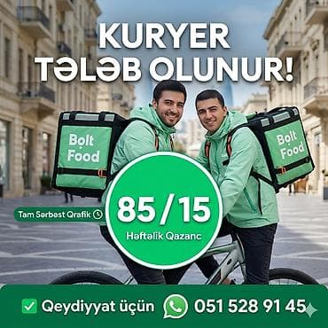 Sürücü-kuryer tələb olunur, Şəxsi nəqliyyat vasitəsi ilə, Həftəlik ödəniş