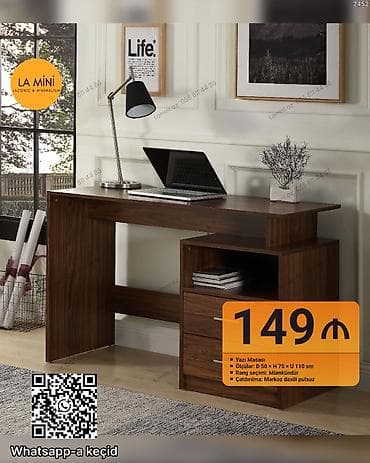 mini masa: Düz masa, Stulsuz, Polkalı, Siyirməli, Teksturalı laminat — 1