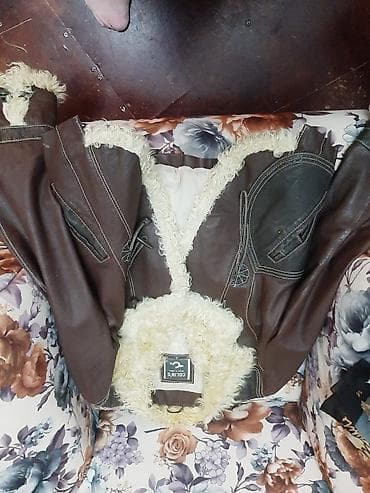 Collins kişi dərili kürklü gödəkçə - Material: tünd qəhvəyi dəridən