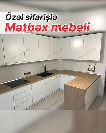 Özəl sifarişlə mətbəx mebeli - L‑şəkilli dizayn, ada/bar tipli əlavə at lalafo.az Özəl sifarişlə mətbəx mebeli - L‑şəkilli dizayn, ada/bar tipli əlavə