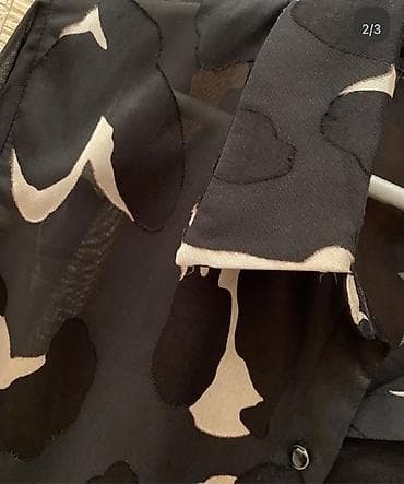 Qadın köynəyi – naxışlı, düyməli, uzunqol - Rəng: qara fon üzərində — 3