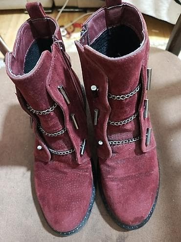 əsgər cəkməsi: Qadın botları – bordo rəng 37razbil teze kimid - Material: süet — 5