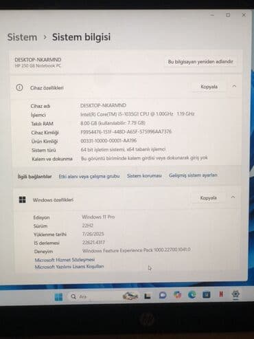 3060 ti baku: HP noutbuk – 15.6" ekranlı, gümüşü korpus Xüsusiyyətlər: - Prosessor — 5