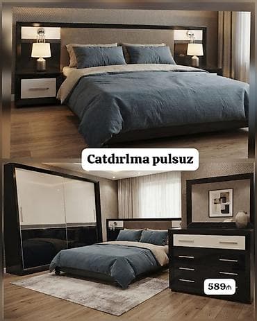 komodlar: 2 təknəfərlik çarpayı, Dolab, Komod, 2 tumba, İşlənmiş — 1