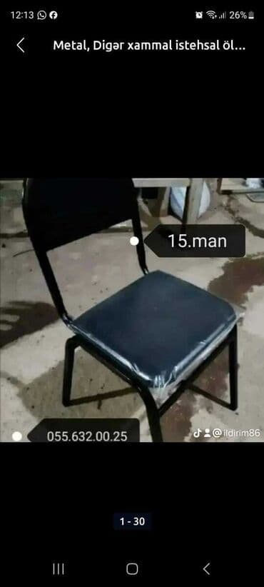 стул обеденный: Mətbəx üçün, Yeni, Qatlanmayan, rəng - Bej Stul — 8