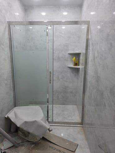 душ кабина: Şüşə duş kabinası, hamam otaqları üçün uyğundur. Şüşə sürüşmə qapı — 1