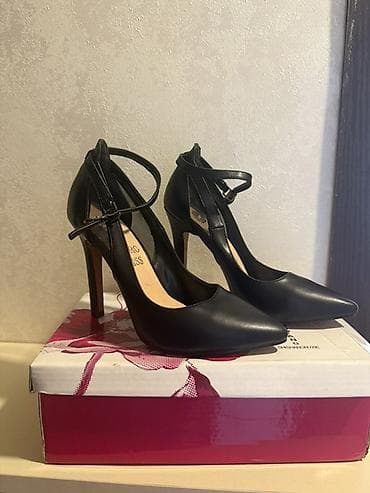 hündür daban ayaqqabı: Qadın yüksək daban ayaqqabısı - Rəng: qara - Model: sivri burunlu — 3