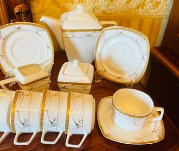 Mətbəx aksesuarları: Nahar dəsti, rəng - Ağ, Farfor — 6