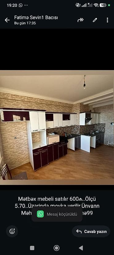 Mətbəx mebeli satılır 600₼. Ölçü 5.70. Üzərində moyka verilir.Ünvann — 1