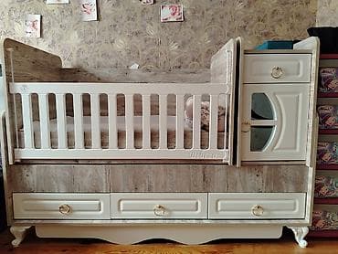 beşik transformer: Oğlan və qız üçün, Yeni, Dördbucaq, Beşik, Dəstsiz, Matras ilə, Yellənmə mexanizmsiz — 2