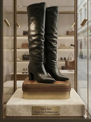 Qara Dəri Dizüstü Çəkmələr – Payız-Qış Kolleksiyası - Material