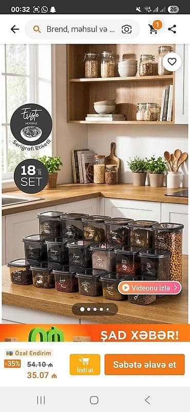 Mətbəx üçün hava keçirməyən saxlama qabları seti - Şəffaf, BPA-free