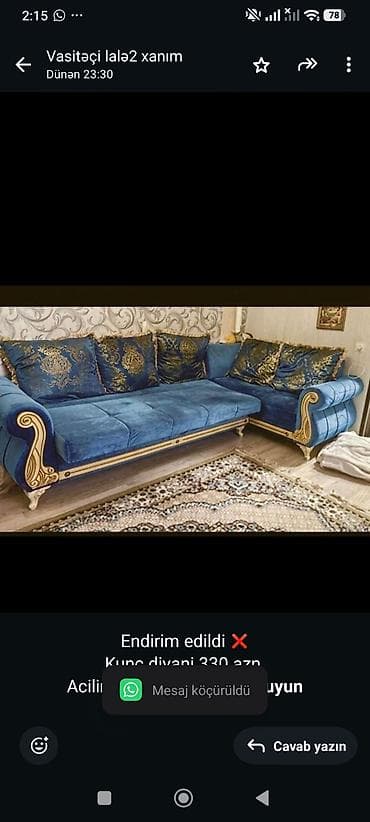 divan: Endirim edildi ❌ Kunc divani 330 azn Acilir baza var 🏡Varovski — 1