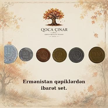 Ermənistan qəpiklərdən ibarət set. Tərkib: - 1 drahm - 10 drahm - 20