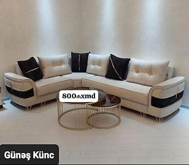 Günəş Künc – bucaq divan dəsti - L‑şəkilli, geniş oturacaq zonalı