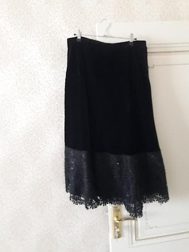 qadin paltar: Qara məxməri ətək – alt hissəsi qara krujeva (ažur) bəzəkli - Parça — 2
