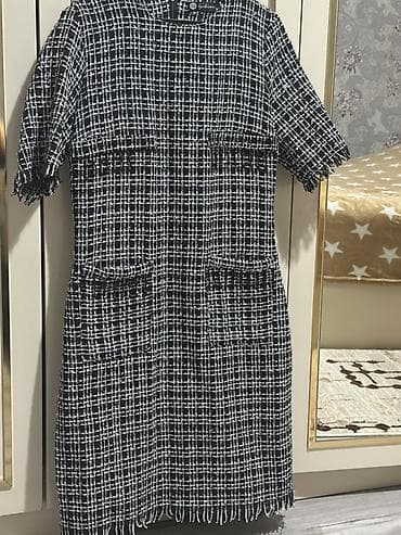 don sekilleri: Qara-ağ rəngli tweed (bouclé) dəstdən ilhamlanan qısaqol don - Naxış — 1