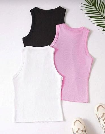 Qadınlar üçün ribli qolsuz top - Model: klassik dairəvi yaxalı, belə — 1