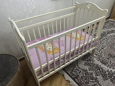 tarsofka boya: Ağ rəngli taxta beşik - Material: bərk taxta, təhlükəsiz, zəhərsiz — 1